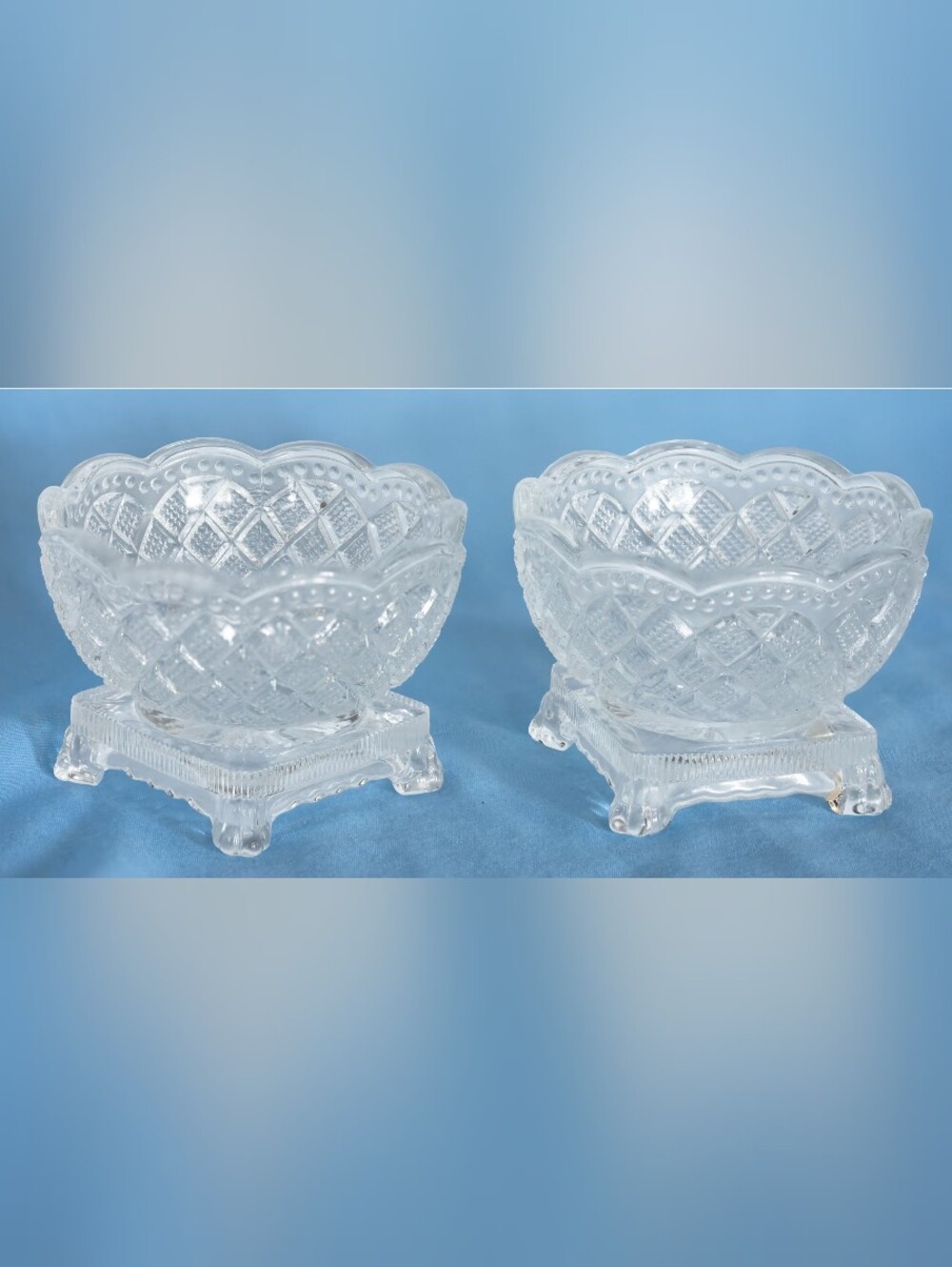 Vintage Fostoria Footed Salt Cellar By  Fostoria Glass Company For Avon-2 Set